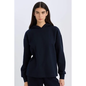 Relax Fit Kapüşonlu Basic Düz Sweatshirt E1995AX24WN