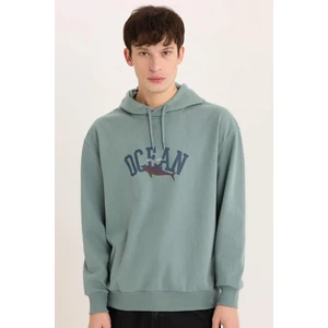 Boxy Fit Kapüşonlu Baskılı Sweatshirt