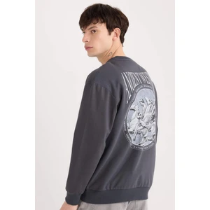 Boxy Fit Bisiklet Yaka Sırt Baskılı Sweatshirt E3206AX24WN