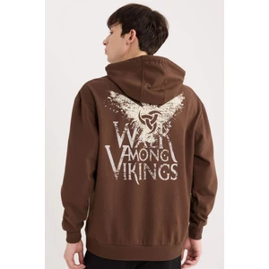 Vikings Valhalla Boxy Fit Kapüşonlu Sırt Baskılı Sweatshirt E3212AX24WN