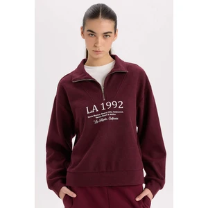 Regular Fit Yarım Fermuarlı Baskılı Sweatshirt E1849AX24WN