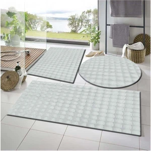 Raschel Carpet Balat Halı 3'lü Kaymaz Taban Bubble Peluş Banyo Paspası 50 x 50(YUVARLAK)-50 x 50 ve 50 x 70