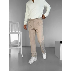 Erkek Baggy Fit Beli Lastikli Rahat Pantolon Bej