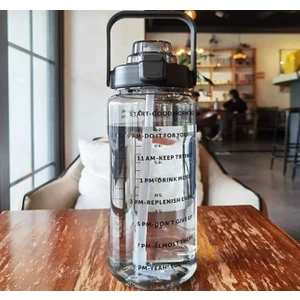 Siyah Şeffaf Motivasyon Matara 2000 ml Suluk Su Şişesi - Bpa Içermez