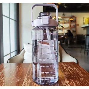Mor Şeffaf Motivasyon Matara 2000 ml Suluk Su Şişesi - Bpa Içermez