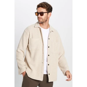 Erkek Relax Fit Rahat Kesim Örme Çift Cepli Çıtçıtlı Armürlü Gömlek