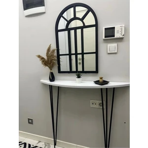 Yarım Ay Oval Kenar Dresuar Beyaz 100 cm  Siyah Ayak
