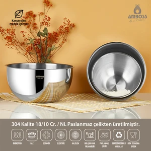 Stone 3 Parça Paslanmaz Çelik Karıştırma Kabı Kase