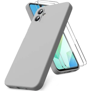 M.TK Moveteck Samsung Galaxy A06 Kılıf Kamera Korumalı Yumuşak Renkli Silikon + 9h Ekran Koruyucu Cam 2in1 Set