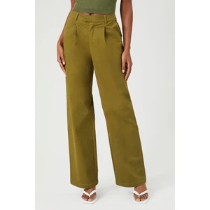 Twill High-Rise Straight-Leg Pantolon