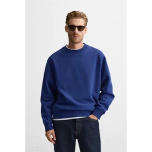 Erkek Yumuşak Dokulu Içi Polarlı Rahat Kalıp Sweatshirt