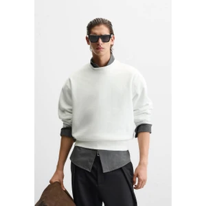 Erkek Yumuşak Dokulu Içi Polarlı Rahat Kalıp Sweatshirt