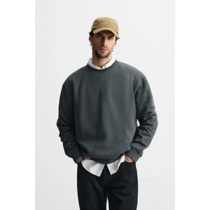 Erkek Yumuşak Dokulu Içi Polarlı Rahat Kalıp Sweatshirt