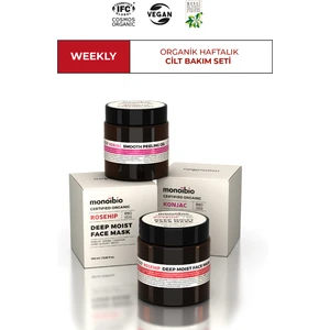 WEEKLY Organik Sertifikalı Cilt Bakım Seti - Haftalık Cilt Bakım Rutini - Yüz Bakım Maskesi ve Peeling Jel Set
