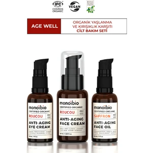 Anti Aging Organik Sertifikalı Cilt Bakım Seti - Anti Aging Yüz Krremi - Anti Aging Göz Kremi - Anti Aging Yüz Yağı