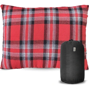 Kamp Yastığı, Seyahat Yastığı, Silikon Elyaf Dolgulu Hafif Küçük Yastık 35 x 50 cm  Flanel Kırmızı