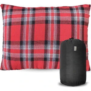 Kamp Yastığı, Seyahat Yastığı, Silikon Elyaf Dolgulu Hafif Küçük Yastık 30 x 45 cm  Flanel Kırmızı