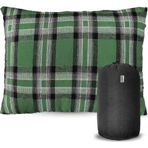 Kamp Yastığı, Seyahat Yastığı, Silikon Elyaf Dolgulu Hafif Uçak Yastığı 30 x 45 cm  Flanel Yeşil