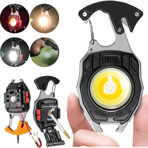 FX-260 Çok Fonksiyonlu Anahtarlık Kamp Lambası, Çakmaklı LED Fener, Mıknatıslı Mini Fener