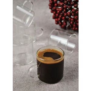 6’Lı Cam Türk Kahvesi Fincan Seti Mini Kupa Espresso Kahve Takımı 130 Ml