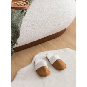 Ev Terliği Taba Yünlü Peluş Ev Terliği (Supeluş) Kaymaz Ses Çıkarmaz Taban