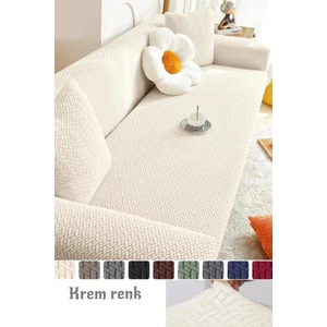 Tuğla Desen Koltuk Örtüsü Lastikli Kayma Yapmayan 3 Kişilik Çekyat Kanepe Kılıfı 1 Adet