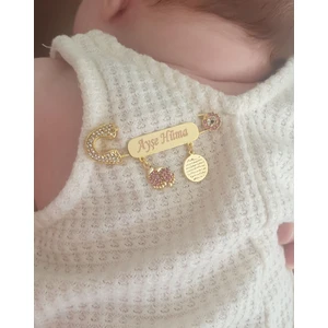 Sahi Aksesuar Pembe Kristal Taşlı Kız Bebek Yaka Iğnesi 47