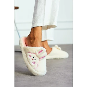 Ev Terliği Kaymaz Taban Tavşan Figürlü Peluş Yumuşacık Yünlü Ev Terliği Çeyizlik ve Gündelik