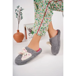 Ev Terliği Kaymaz Taban Tavşan Figürlü Peluş Yumuşacık Yünlü Ev Terliği Çeyizlik ve Gündelik