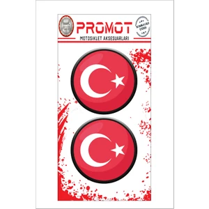 Türk Bayrağı 3D Damla 2 Li Sticker Logo 3
