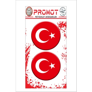 Türk Bayrağı 3D Damla 2 Li Sticker Logo 4
