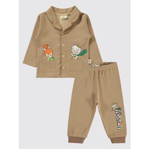 The Flintstones Civil Baby Erkek Bebek Pijama Takımı 6-18 Ay Sütlü Kahve