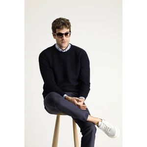 Bisiklet Yaka Slim Fit Dar Kesim Dikişsiz Desenli Yünlü Triko Kazak