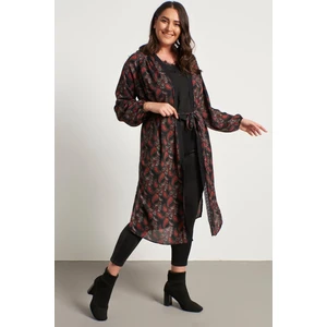 Dantel Şerit Detay Uzun Kimono