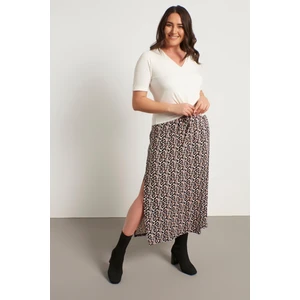 Çiçekli Uzun Penye Etek