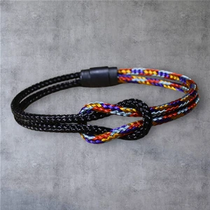 Çelik Hasır Örgü Bileklik - Denizci Düğümü - Siyah-Çok Renkli