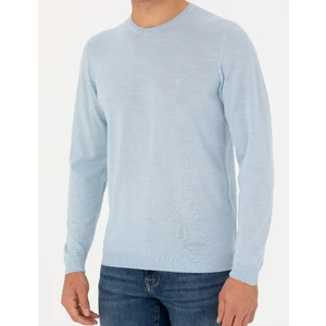 Pierre Cardin Erkek Açık Mavi Slim Fit Bisiklet Yaka Yün Karışımlı Basic Triko Kazak 50270054-VR003