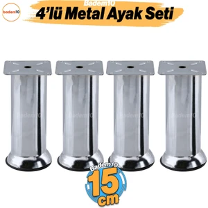 4 Adet Mobilya Ayak 15 cm Krom Metal Yükseltici Ayaklar