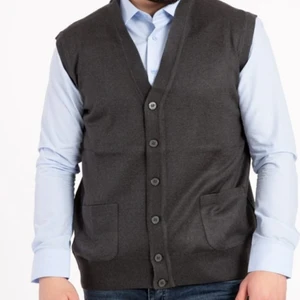 Mihman Butik Erkek Ince Yün Örgü Füme Triko Yelek