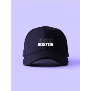 Boston Baskılı Spor Sapka Unisex Ayarlanabilir Cırtlı Şapka
