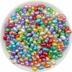 50GR Karışık Renkli Formsuz Şekilsiz Plastik Lüks Barok Inci Boncuk,yamuk Inci (~250 Adet)