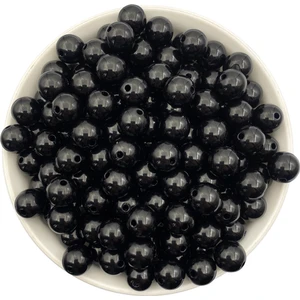 Hedef Bijuteri 100GR 12MM Siyah Renk  Lüks / Lüx  Kaplama Plastik Inci Boncuk , Takı Boncuğu (100GR,~110 Adet)