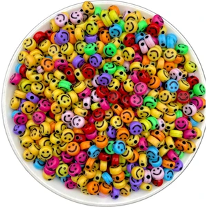 Hedef Bijuteri 25GR Opak Karışık Renkli  4X7MM Basık Smile,gülen Yüz Boncuk ,yassı Gülen Surat (25 Gr, ~200 Adet)
