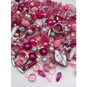Hedef Bijuteri Bileklik,kolye,anahtarlık Yapımı Için Pembe ve Fuşya Renk Karışık Simli Plastik Boncuk (250 Gram)