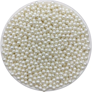 Hedef Bijuteri 5mm Deliksiz Inci Boncuk, Deliksiz 5mm Krem Plastik Çakma Incisi (50GR,~700 Adet)