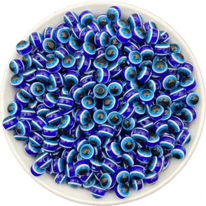 Hedef Bijuteri 50 Adet 8mm Lacivert / Koyu Mavi Akrilik Yuvarlak Nazar Boncuğu, Takı Yapım Göz Boncuk