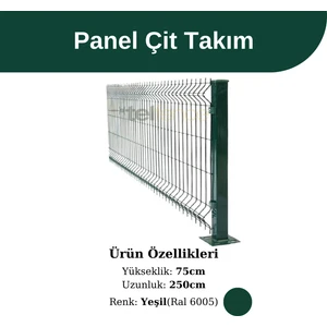 75X250CM Yeşil Panel Çit Takım (2,5 Metre)