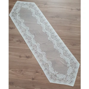 Güllü Desen Örme Runner Örtüsü 40 x 140 cm Krem
