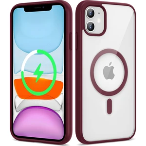 Heptek İletişim Apple iPhone 11 Kılıf Magsafe Wireless Şarj Özellikli Silikon Ege Kapak-Koyu Kırmızı