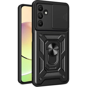 Heptek İletişim Galaxy A15 Kılıf Magnetik Standlı Kamera Korumalı Sürgülü Vega Kapak-Siyah